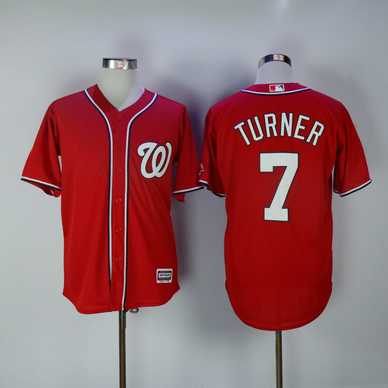 2017 MLB Washington Nationals #7 Turner Red Game Jerseys->women mlb jersey->Women Jersey